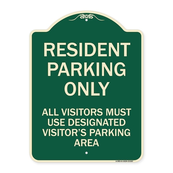 Parking Resident Parking Only All Visitors Must Use Designated Visitors Parking Area, G-1824-23357